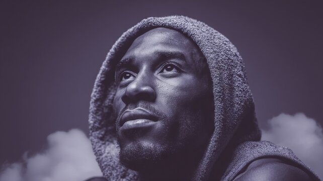 African American man in contemplative reverie, moody twilight, introspective journey, soul-searching odyssey, Black History Month and Day of Silence