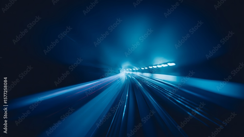 Poster dynamic light trails in a tunnel