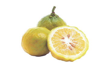 a close up of a lemon cut in half