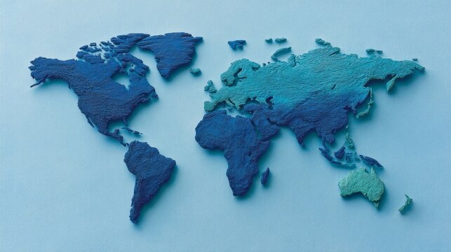 Intricate paper-cut map on azure canvas, evoking Global Handwashing Day spirit, tactile geography meets artistic sustainability narrative