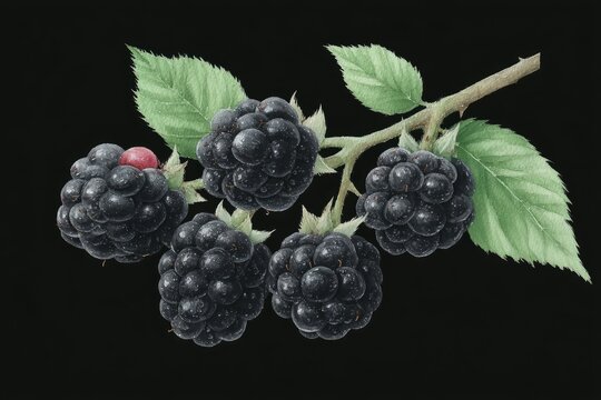 A cluster of glistening blackberries on the vine evokes Samhains mystical harvest, promising rustic jams and moonlit gatherings