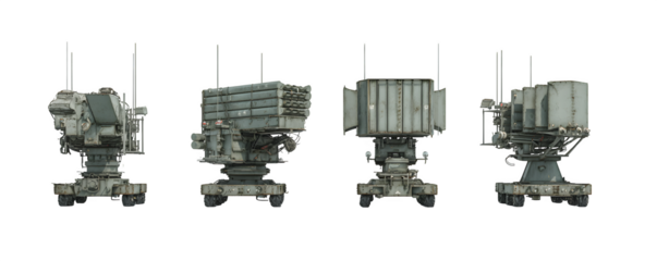 Transparent-Background High-Resolution Professional Four anti aircraft systems ar transparent background, digital artwork, ideal for graphic design and presentations, content creation