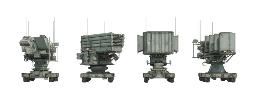 Transparent-Background High-Resolution Professional Four anti aircraft systems ar transparent background, digital artwork, ideal for graphic design and presentations, content creation