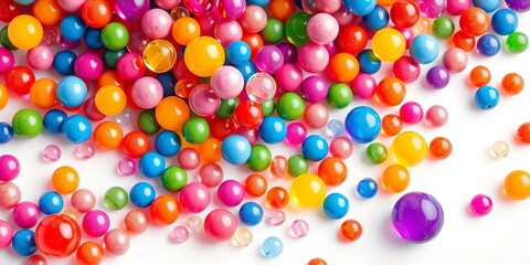 Vibrant vitamin balls cascade down, isolated on white ,   icon,   vivid