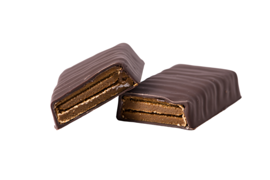 a chocolate bar with a bite taken out of it