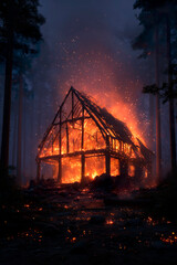 Scene of a forest engulfed in flames