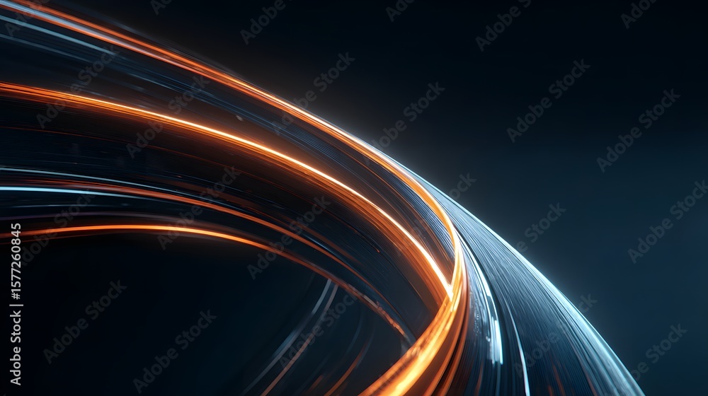 Poster dynamic light trails forming a spiral pattern