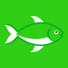 A single fish vector icon on green background.
