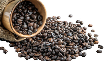 Fototapeta premium coffee beans isolated on white background, png, ai generated.