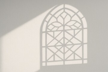 Elegant Architectural Shadow Overlay of Arched Window on Wall