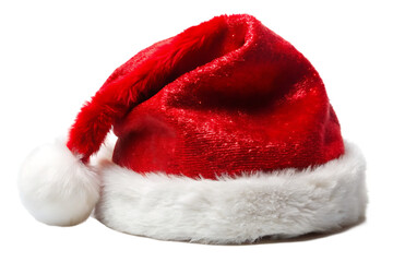 festive christmas santa hat isolated on white background,, png, ai generated.	