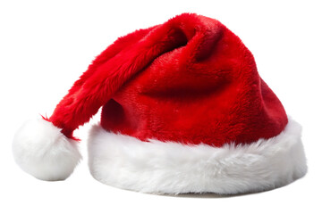 festive christmas santa hat isolated on white background,, png, ai generated.	