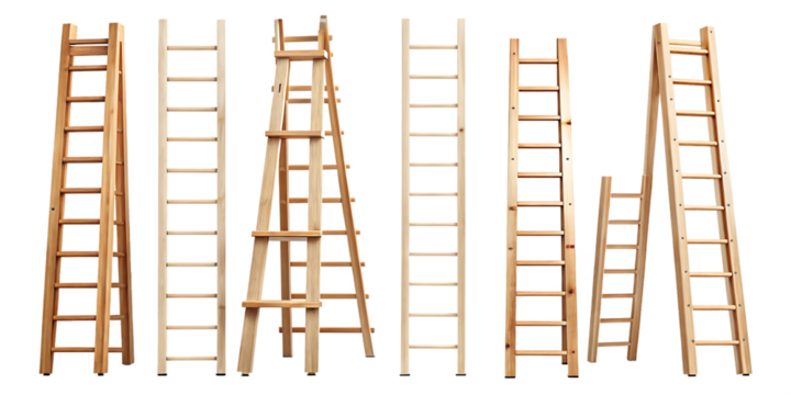 wooden-ladder-png-collection- isolated on white background, png, ai generated.