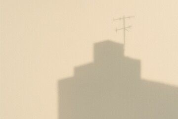 Urban Building Shadow Overlay on Textured Wall – Minimalist Abstract Art