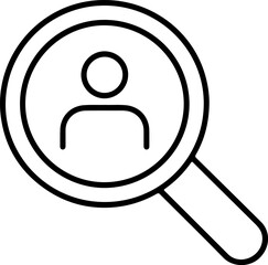 Magnifying glass over a person icon representing search for people or user identification