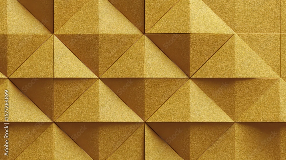 Fototapete Seamless golden triangular relief pattern rendering luxurious geometric texture, enhancing architectural designs and sophisticated visual compositions