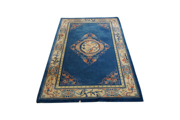 old book isolated on white The islamic prayer rug in blue and gold