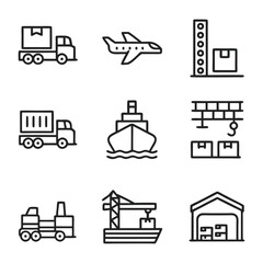 Logistics and transportation Icon set , Truck, ship, plane, warehouse.Vector

