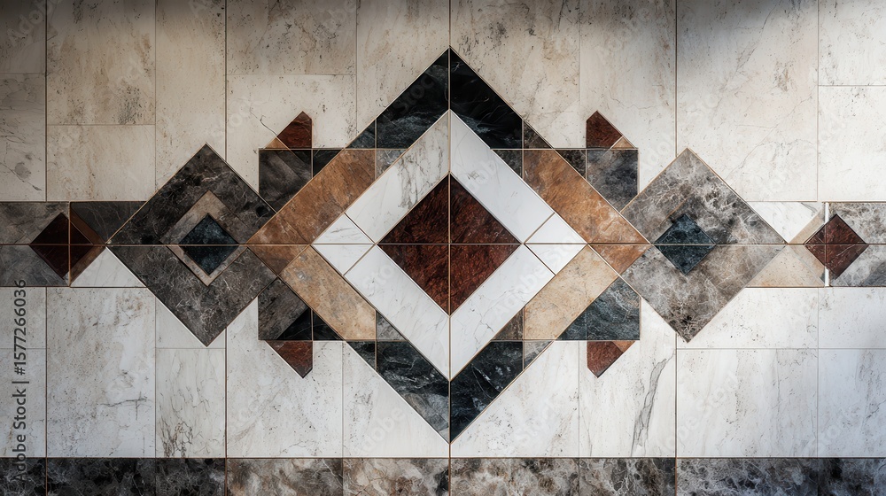 Poster intricate marble tile pattern forming a captivating centerpiece with geometric shapes and contrastin