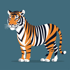 Vibrant Cartoon Tiger in Profile Pose.