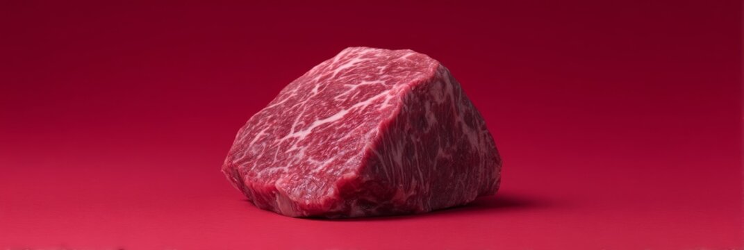 Richly marbled wagyu beef rests on crimson, evoking culinary seduction, International Meat Festival, and Flame-Grilled Appreciation Day