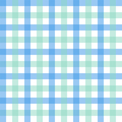 Gingham seamless pattern.Checkered tartan plaid repeat pattern in pastel blue green white.Geometric vector illustration background wallpaper for fabric and prints.