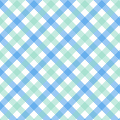 Gingham seamless pattern.Checkered tartan plaid repeat pattern in blue green white.Geometric vector illustration background wallpaper for fabric and prints.