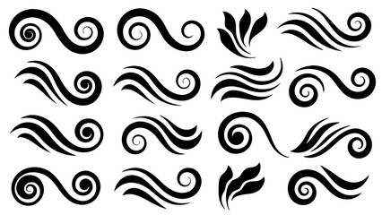 Fototapeta premium Set of Abstract Tribal Swirl and Spiral Design Elements.Black Vector Tattoo Style Collection.