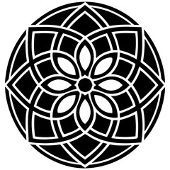 Fototapeta premium Mandala Pattern Vector Art Illustration Design Element in black and white