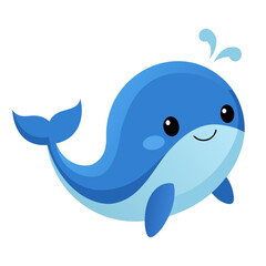 Obraz premium Cartoon whale animal sticker vector icon on white background.