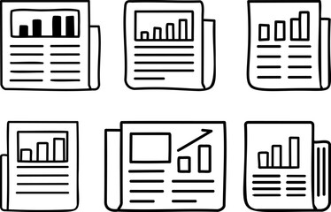 folded newspaper news article graph line icon illustration
