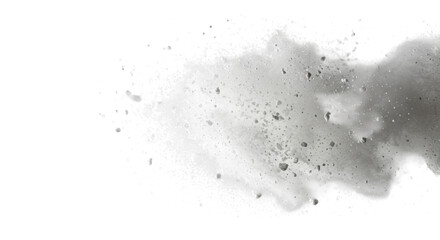 Ultra-realistic studio shot of fine crystalline white powder exploding and expanding outward from the right frame on a pure transparent background with macro detail and sharp focus, Concept of