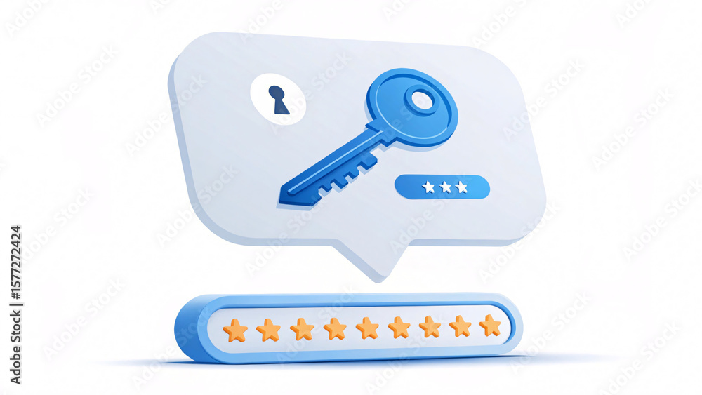 Poster digital unlock: a visually striking illustration features a key unlocking digital security, password