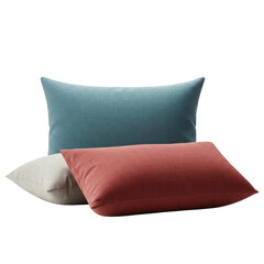 Obraz premium Three decorative cushions in various colors and shapes 
