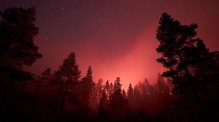 Ethereal pink twilight lingers over the forest canopy, whispering secrets of Walpurgis Night and celestial navigation