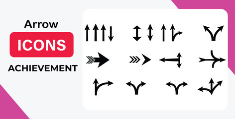 Vector art of black arrow symbols showing various directions isolated on white background