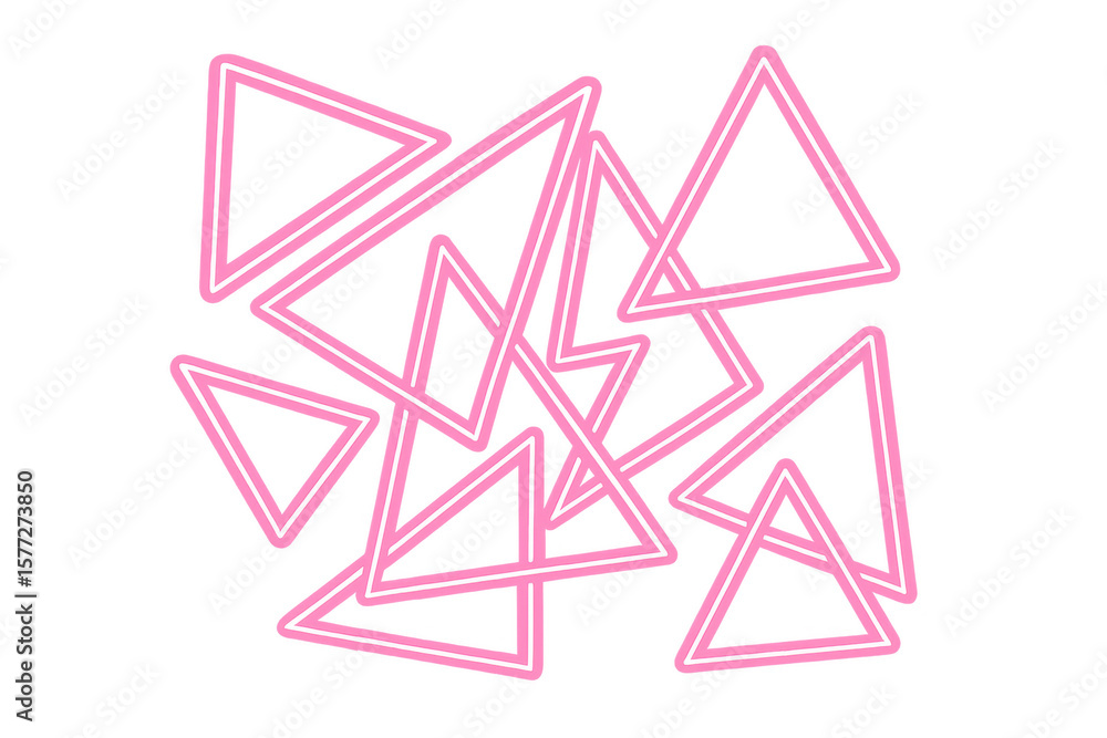 Aufkleber Pink neon triangles are overlapping creating a modern and vibrant design on a transparent background