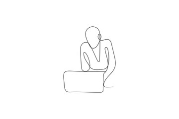 Laptop one line art Of minimalist vector icon with Black And white

