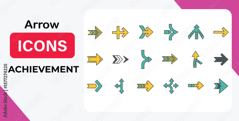 Poster vector art of colorful arrow icons pointing in different directions on white background