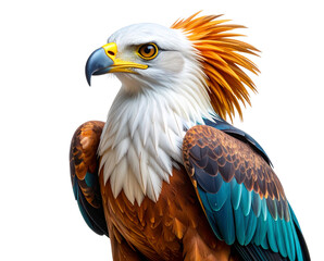 Obraz premium Stylized Artistic Illustration of the Philippine Eagle Head with Textured Feathers, PNG on White Background