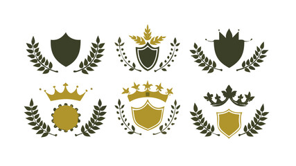 Fototapeta premium Shields and crowns vector design elements for logo and heraldic templates use