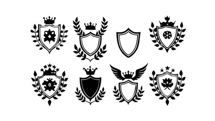 Obraz premium Heraldic shields vector design elements for logo emblem and heraldry concept