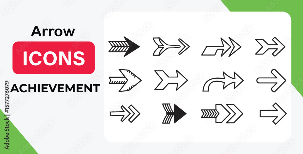 Poster vector art of different types of arrow designs isolated on white background