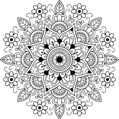 Floral seamless pattern luxury mandala coloring book. Pro Vector
