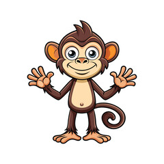 Creative Monkey Multitasking with Four Hands Holding Laptop, Phone, Coffee, and Documents – Busy Monkey Vector Illustration for Business, Productivity, and Technology Designs