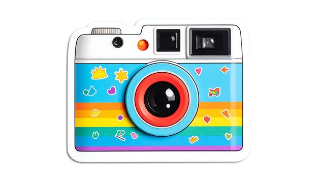 Colorful cartoon camera sticker