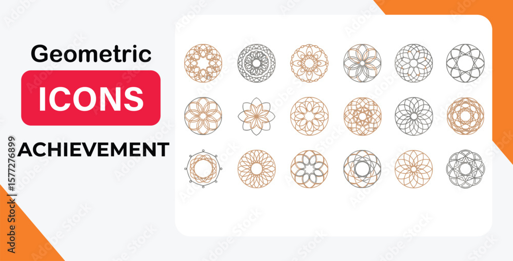 Poster vector art of collection of intricate mandala patterns in various geometric designs