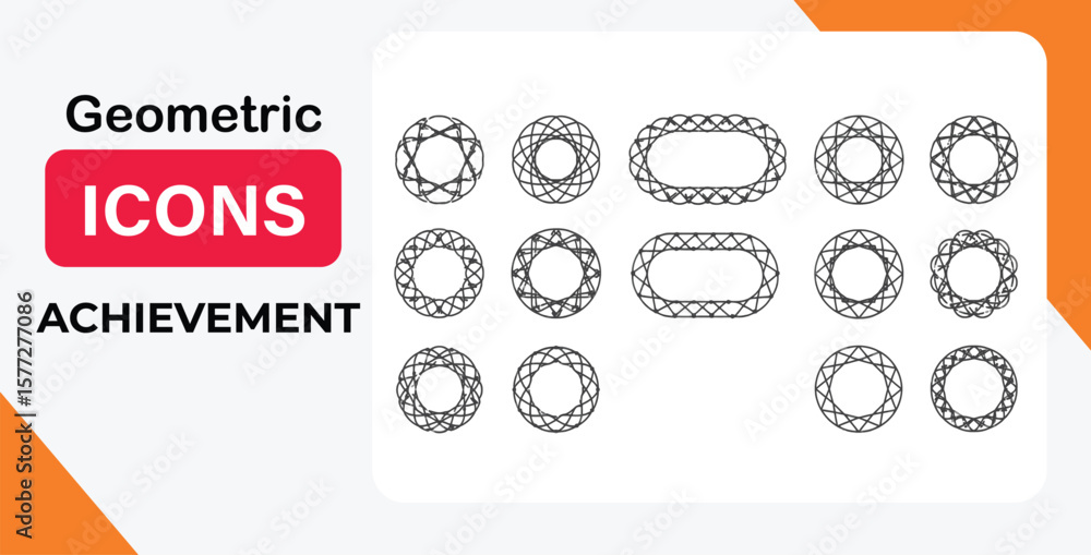 Poster vector art of collection of geometric shapes and patterns isolated on white background