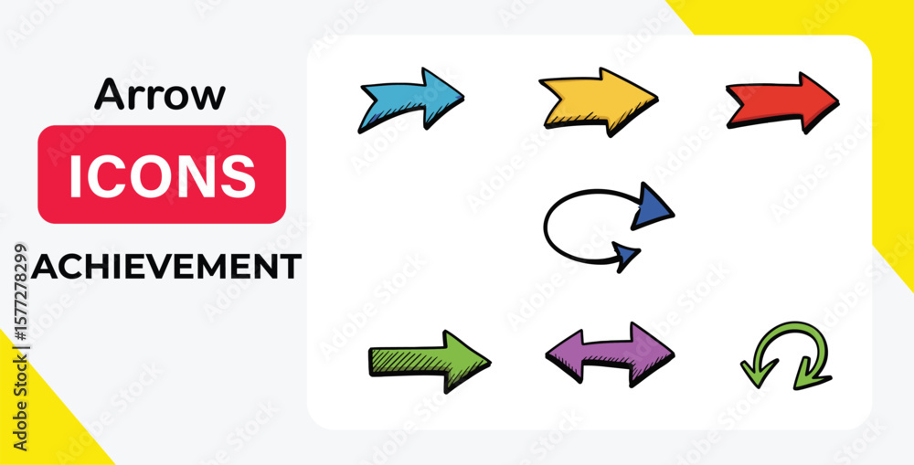 Poster vector art of a set of colorful sketched arrows isolated on white background