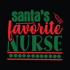 santa's favorite nurse svg t-shirt design